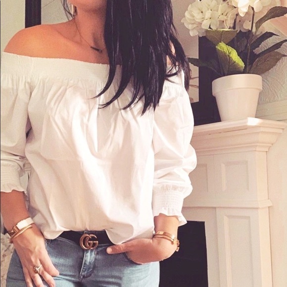 Ann Taylor LOFT Smocked Off the Shoulder Top - Picture 6 of 7